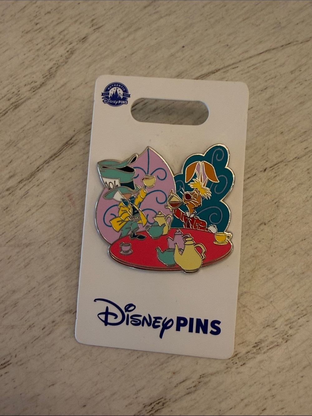 Disney Mad Hatter & March Hare Tea Party Enamel Pin - Teal, Pink, Red, Yellow
